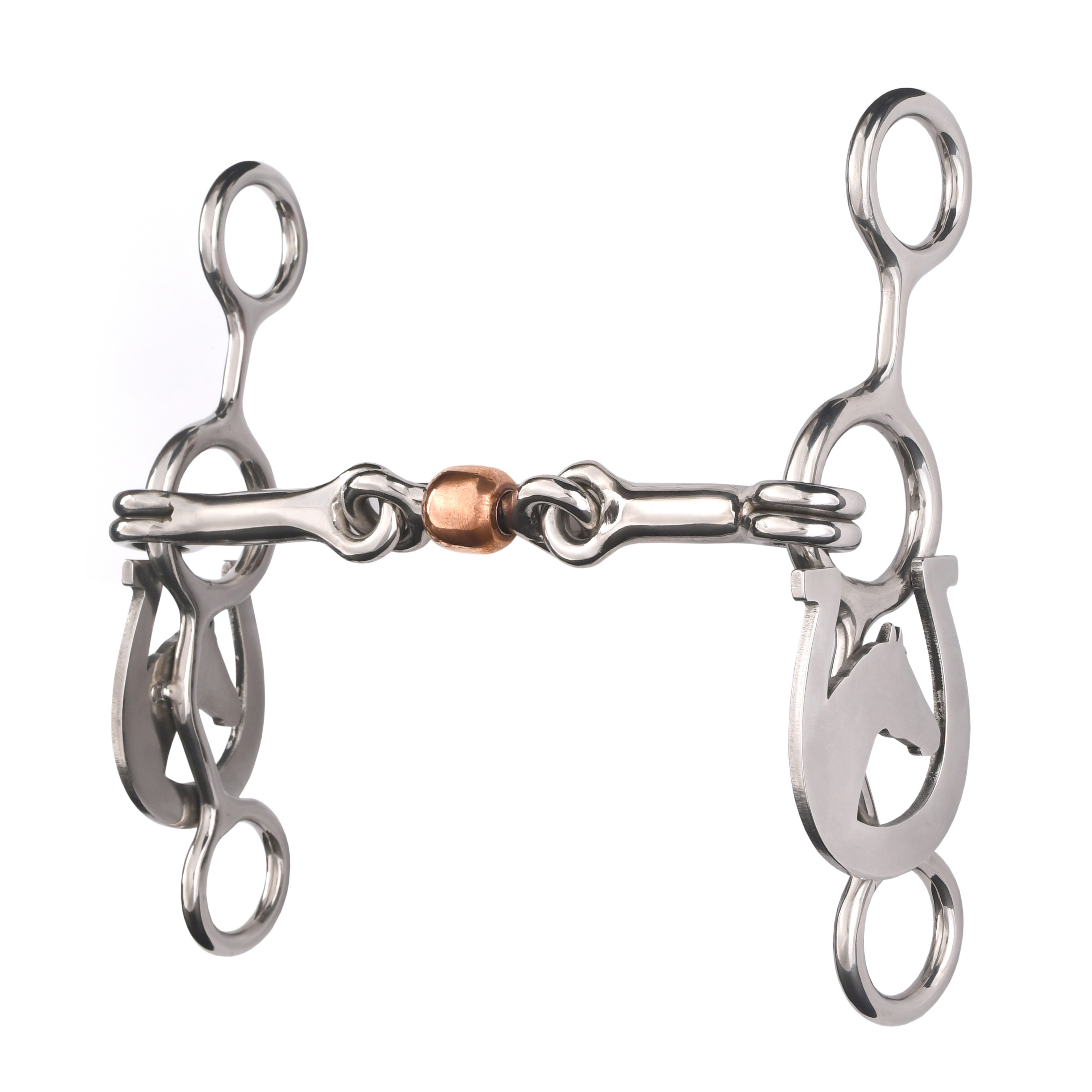 Horse Shoe Jr Cow Horse Bit W/ Copper Roller (Horse Shoe) image 2